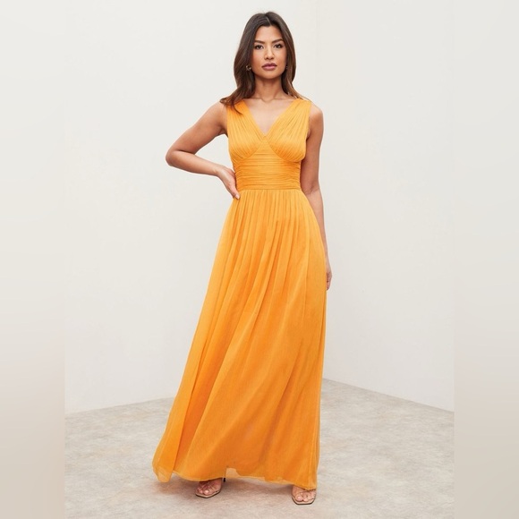 Lipsy Orange Empire Line Maxi Event Dress NWT - Picture 1 of 16
